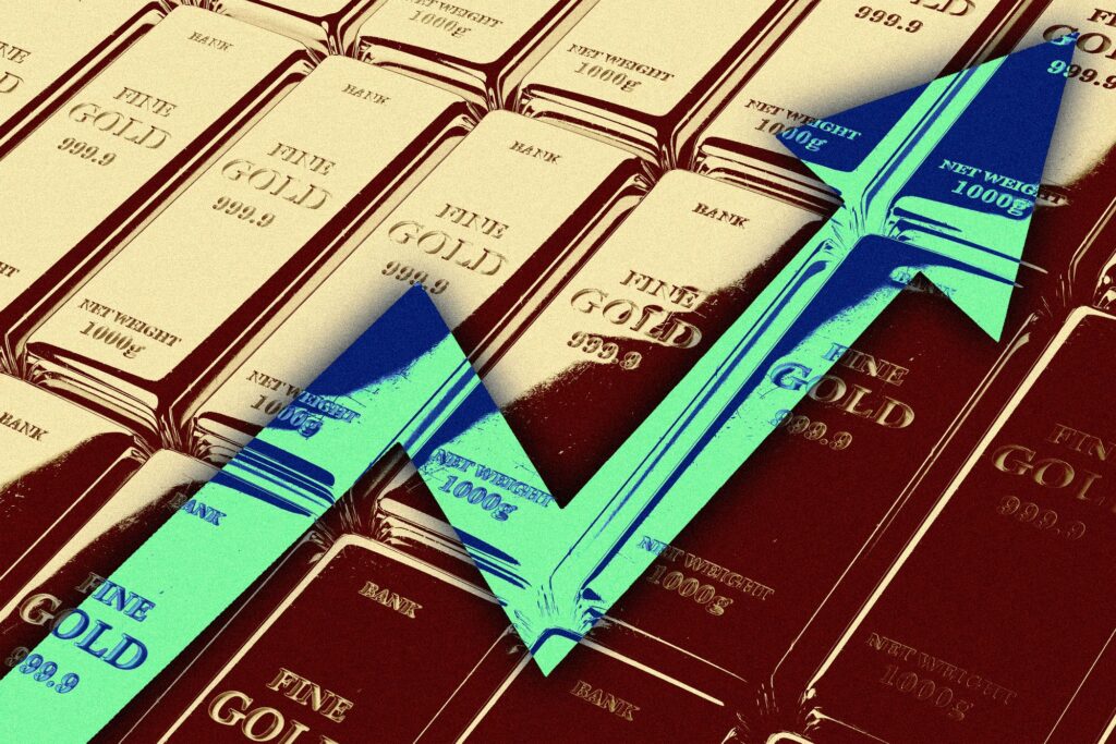 Gold Prices Stock Photo