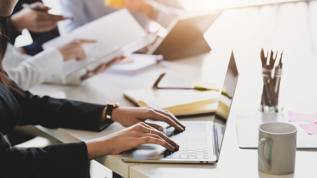 stock photo of woman on computer