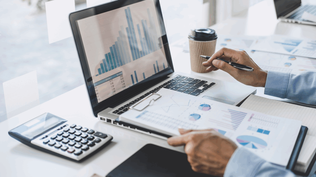 stock photo person on computer at desk