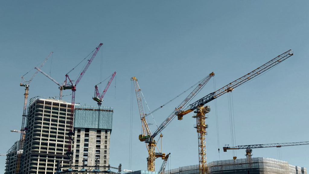 stock photo of construction cranes